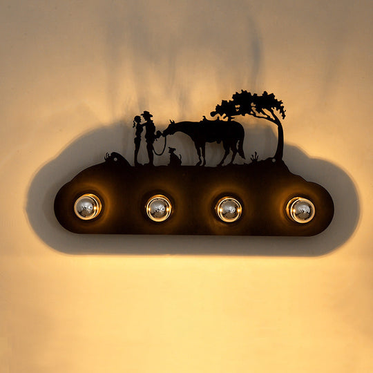 Metallic Silhouette Wall Mount Light: Elegant 4-Head Rustic Lighting For Restaurants Rust / F