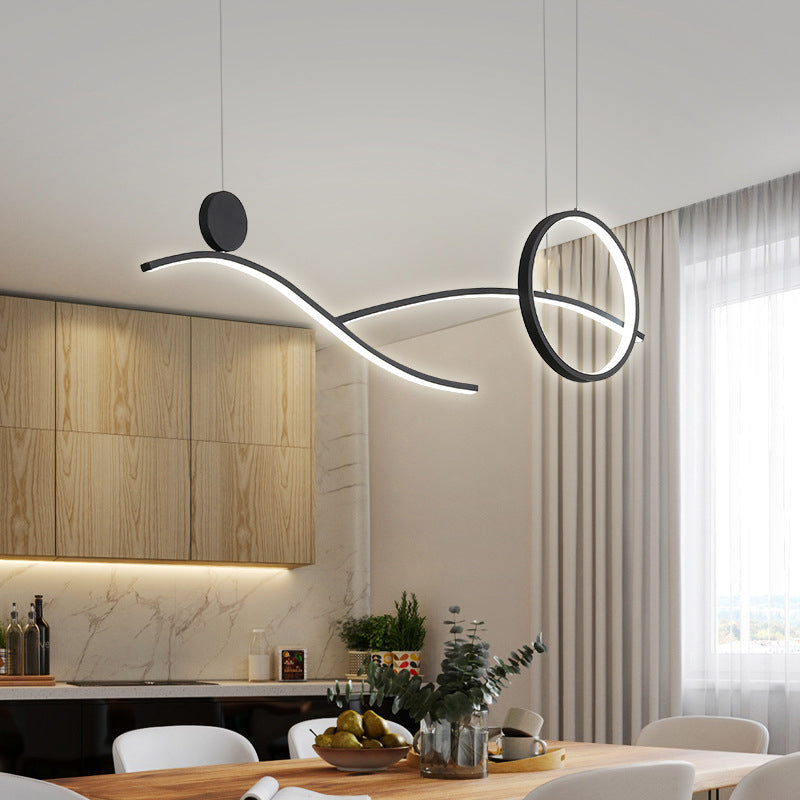 Minimalist Metal Led Hanging Light For Dining Room And Kitchen Island