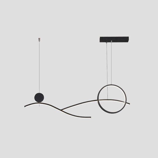 Minimalist Metal Led Hanging Light For Dining Room And Kitchen Island