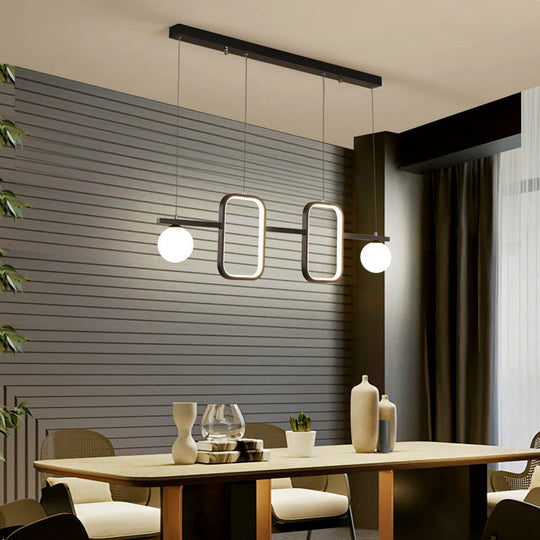 Minimalist Metal Dining Room Island Ceiling Light With Symmetrical Geometric Led Design And Cream