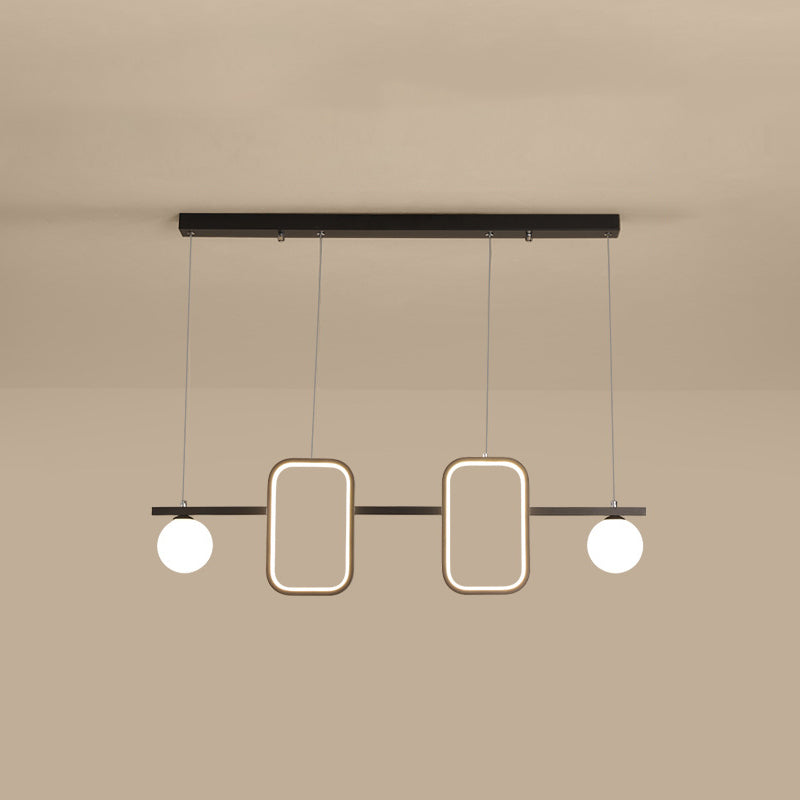 Minimalist Metal Dining Room Island Ceiling Light With Symmetrical Geometric Led Design And Cream