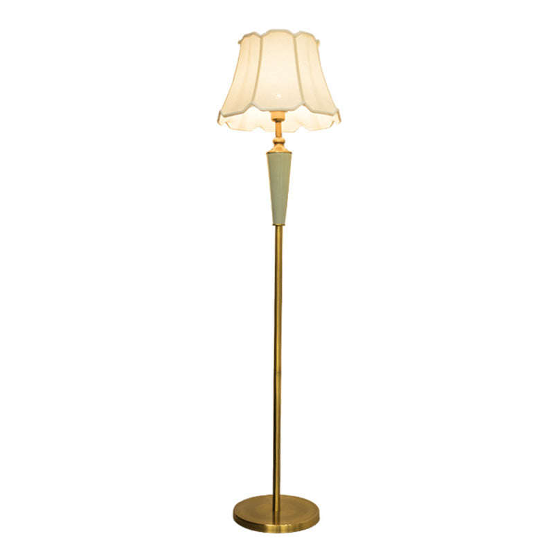 Classic Gold Fabric Floor Lamp With Tapered Shade - Ideal For Living Room