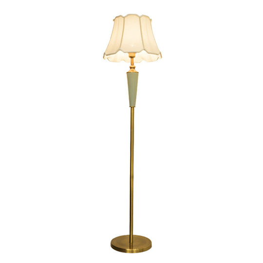 Classic Gold Fabric Floor Lamp With Tapered Shade - Ideal For Living Room