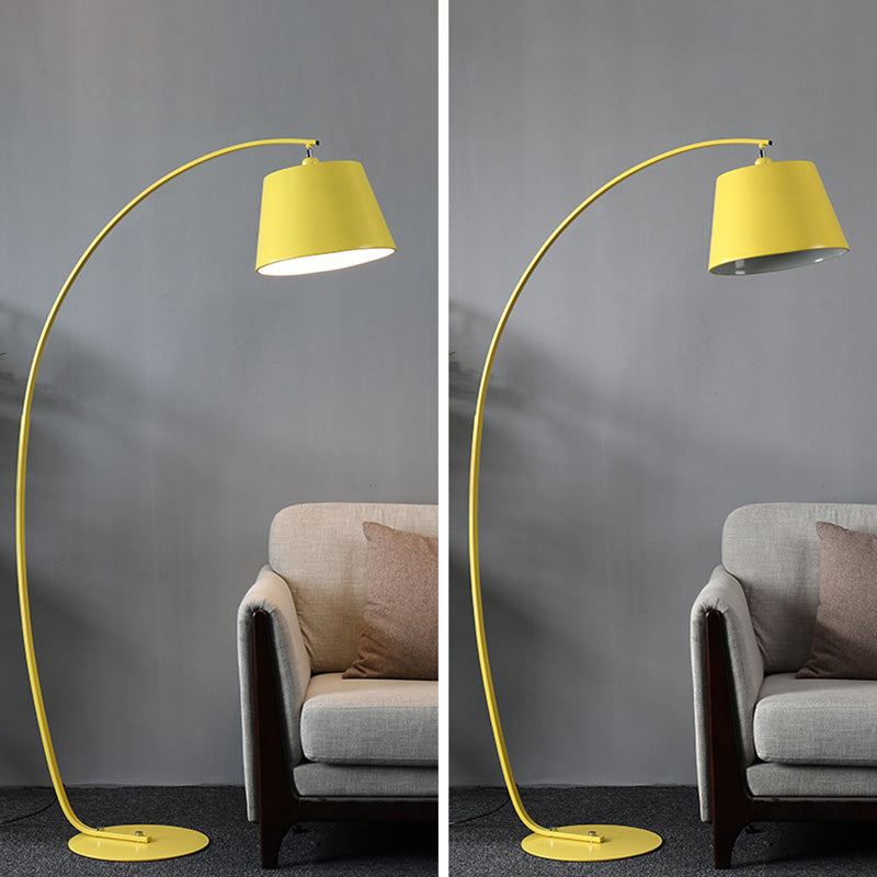 Traditional Empire Shade Floor Lamp With Arc Arm For Living Room - Elegant Standing Light
