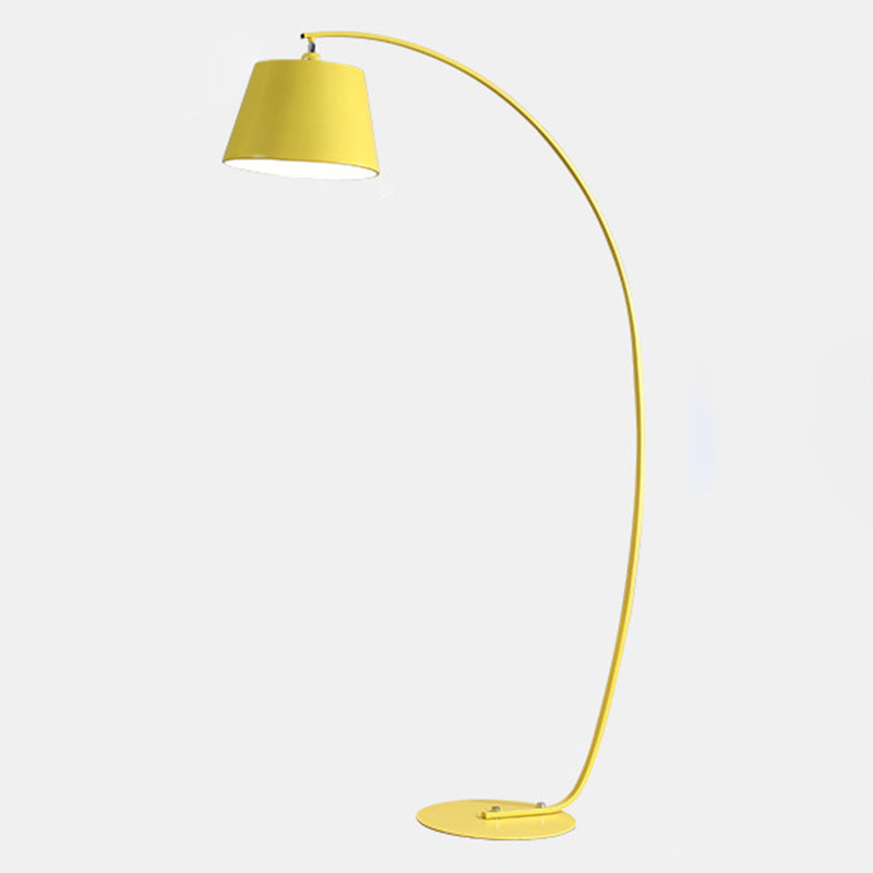 Traditional Empire Shade Floor Lamp With Arc Arm For Living Room - Elegant Standing Light