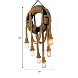 Industrial Tyre Pendant Lamp With 6 Black Rope Lights - Perfect For Coffee Shop