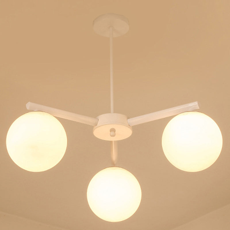 Traditional White Glass Globe Chandelier - 3/6/8 Light Pendant Fixture For Dining Room 3 /