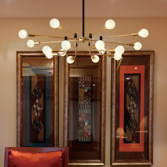 Contemporary Starburst Chandelier: Metal Ceiling Light For Bedroom With Gold Arm - 6/12/16 Lights