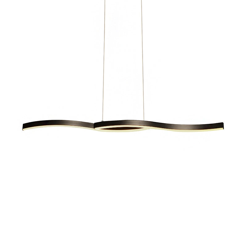 Wavy Acrylic Chandelier Light: Modern Black Led Ceiling Pendant Warm/White Light 39’/41’ W