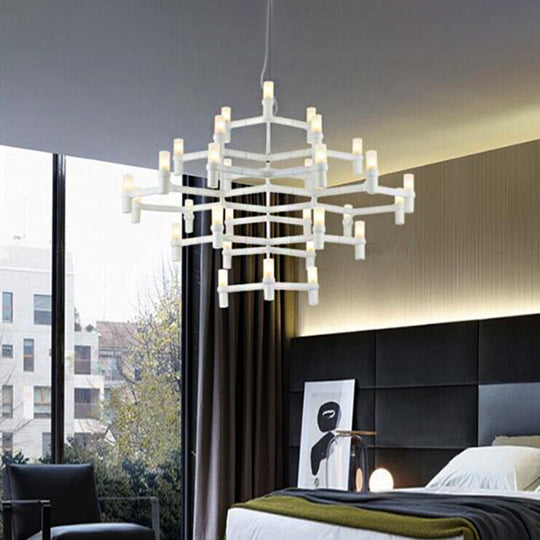 Modern Nordic Led Chandelier Lamp - Multi Layered Black/Silver/White Living Room Hanging Light
