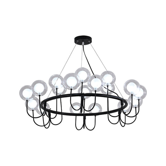 Modern Black Glass Led Chandelier For Living Room - Hanging Ceiling Lamp