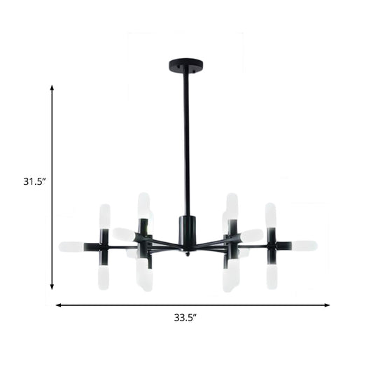 Contemporary Metal Chandelier - 18/36 Light Tubular Hanging Lamp Kit In Black/Gold With Starburst