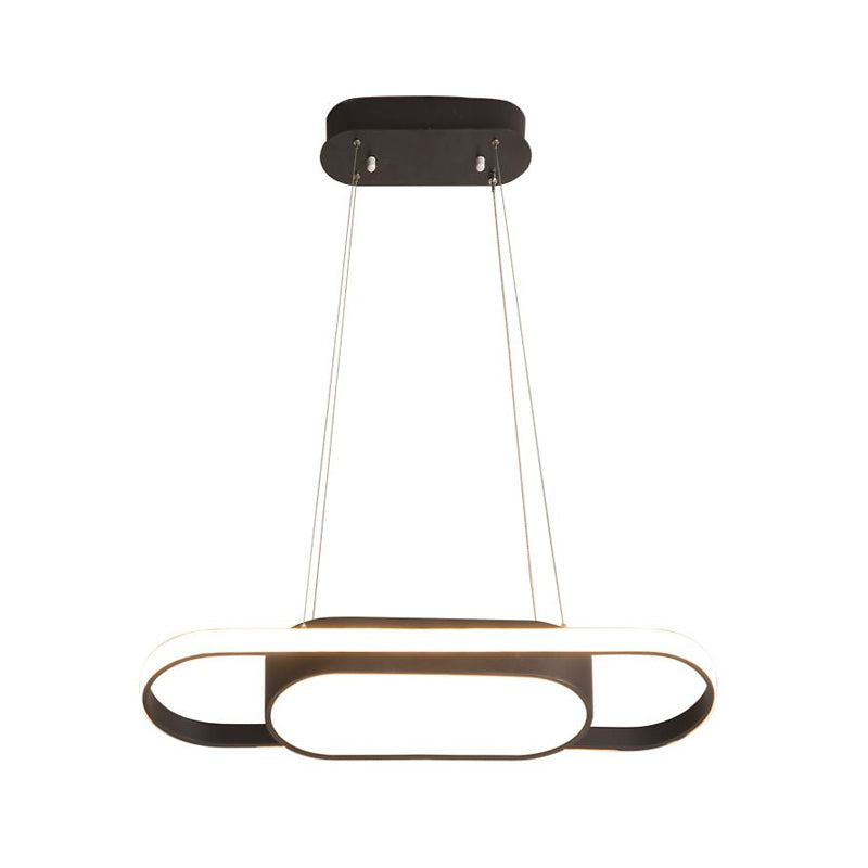 Sleek Oval Acrylic Chandelier Light – Simple Style In Black Or White With Led Choose Warm Natural