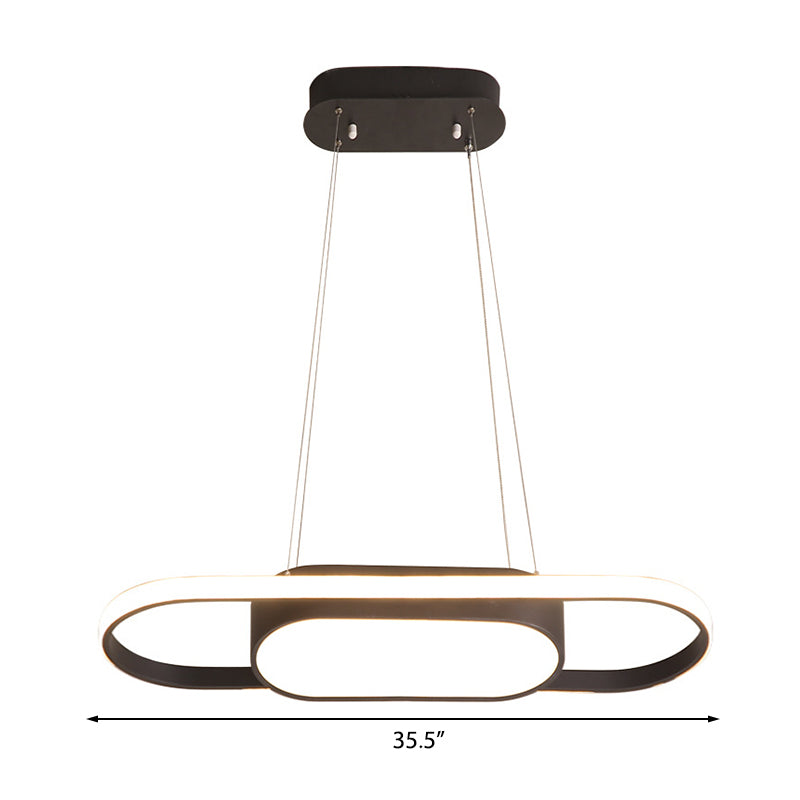 Sleek Oval Acrylic Chandelier Light – Simple Style In Black Or White With Led Choose Warm Natural