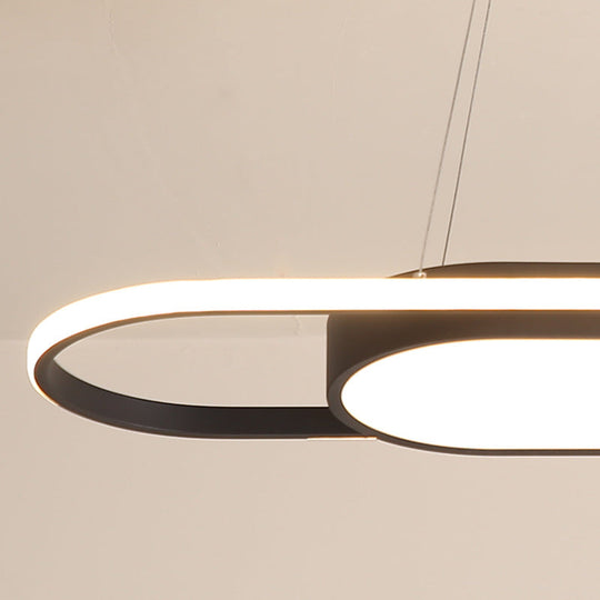 Sleek Oval Acrylic Chandelier Light – Simple Style In Black Or White With Led Choose Warm Natural