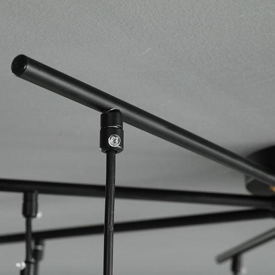 Modern Black Starburst Chandelier With Opal Glass - Elegant Hanging Lamp For Bedroom 4/7/9 Lights