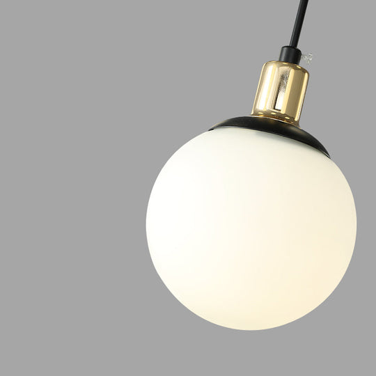 Contemporary Black Starburst Chandelier - Opal Glass Hanging Lamp For Bedroom (4/7/9 Light Options)