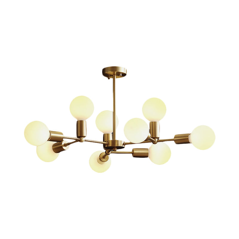 Modern Opal Glass Branch Chandelier With Brass Arm - 6/9/12 Lights Bedroom Hanging Light