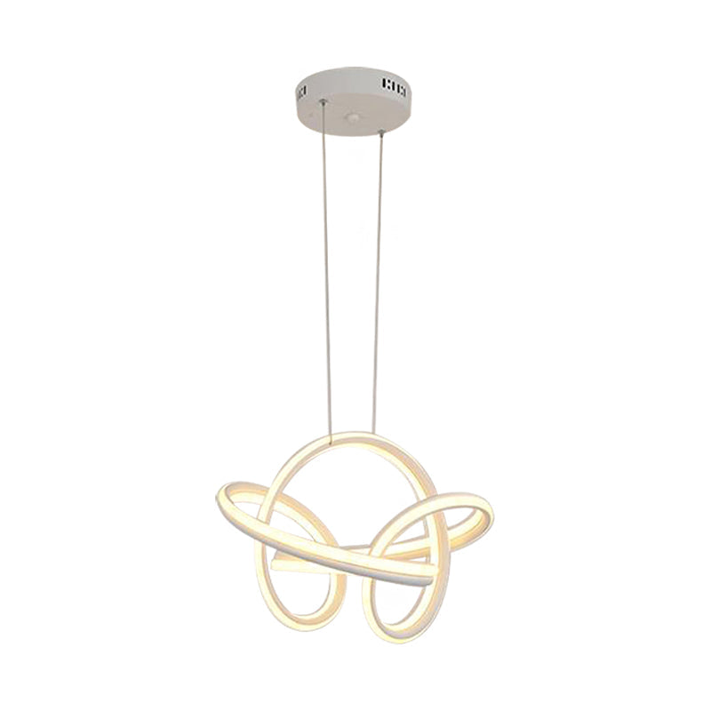 Modern Led Chandelier: Sleek Curve Design Acrylic White/Coffee Pendant Light For Living Room