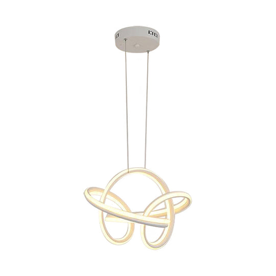 Modern Led Chandelier: Sleek Curve Design Acrylic White/Coffee Pendant Light For Living Room