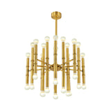 Modern Metal Flute Chandelier - 30 Lights Black/Silver/Gold Living Room Suspension Light