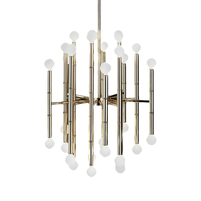 Modern Metal Flute Chandelier - 30 Lights Black/Silver/Gold Perfect For Living Room
