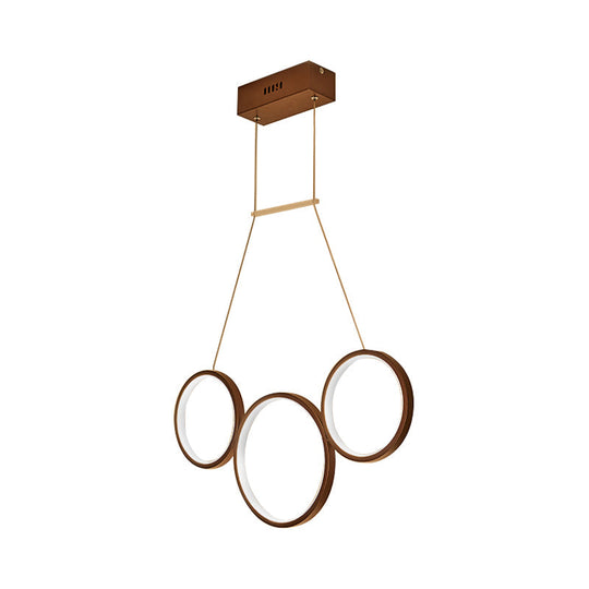 Simple Style Acrylic Multi-Ring Chandelier Lamp With 3/5 Lights - White/Coffee Hanging Light