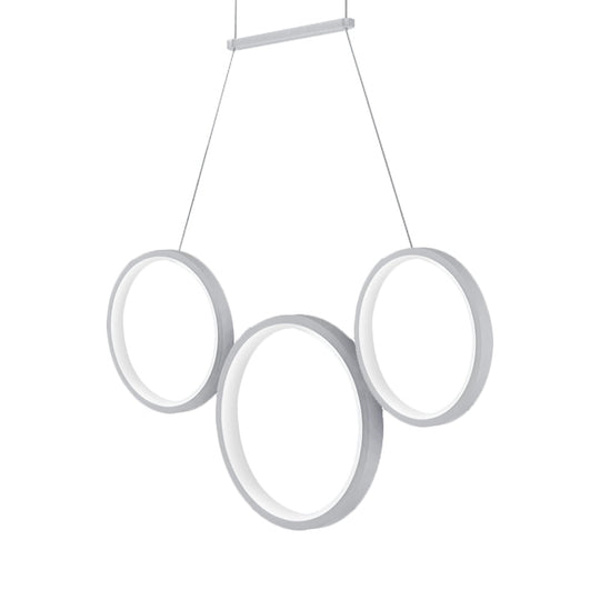 Simple Style Acrylic Multi-Ring Chandelier Lamp With 3/5 Lights - White/Coffee Hanging Light