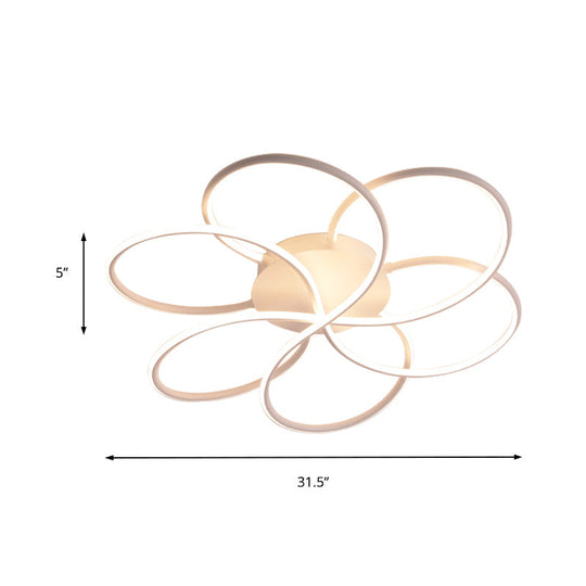Modern Led Flower-Shaped Acrylic Flush Mount In White/Warm Light - 3 Sizes Available