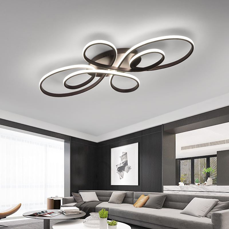 Modernist Acrylic Flower Flush Mount Ceiling Light Fixture - White/Coffee Led 23.5/31.5/39 Coffee /