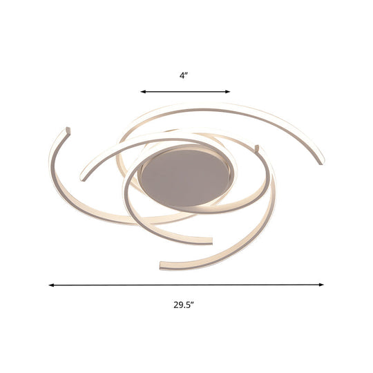 Contemporary 22’/29.5’ Wide Twisted Flush Mount Light - Led Acrylic Ceiling Lamp White/Black