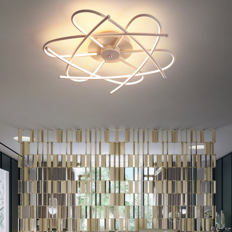 Twisted Flush Lighting Modernist Acrylic Led Ceiling Lamp Fixture In Black/Grey White/Warm Light