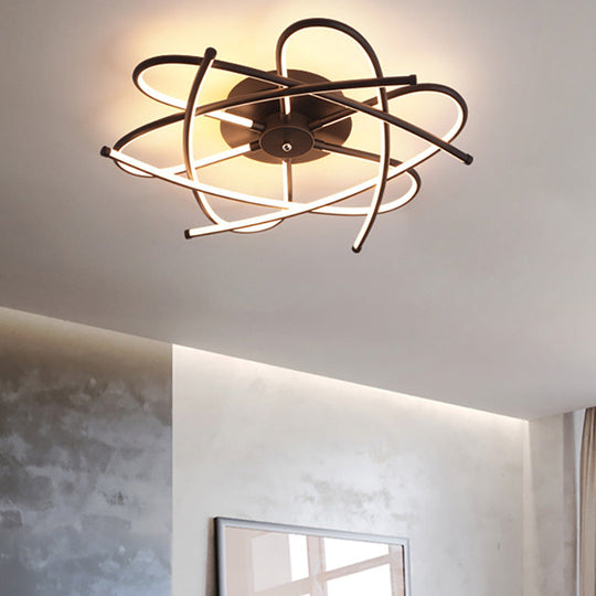 Twisted Flush Lighting Modernist Acrylic Led Ceiling Lamp Fixture In Black/Grey White/Warm Light