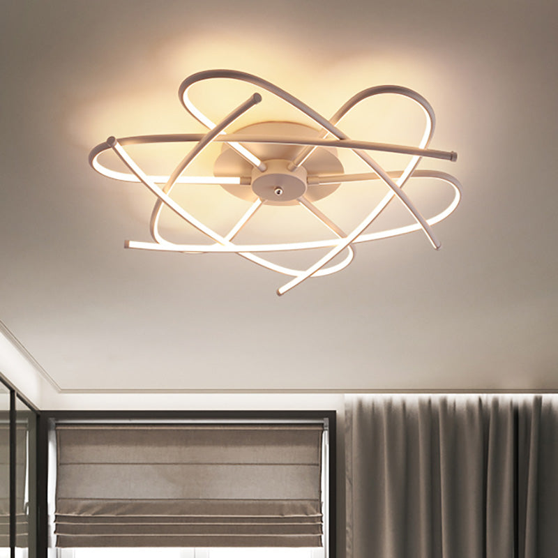 Twisted Flush Lighting Modernist Acrylic Led Ceiling Lamp Fixture In Black/Grey White/Warm Light