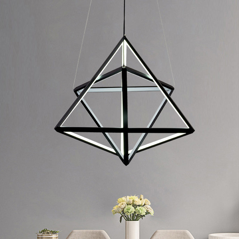 Modern Acrylic Triangle Chandelier With Black Led Lights For Dining Room