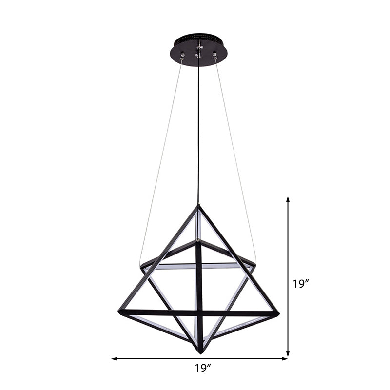 Modern Acrylic Triangle Chandelier With Black Led Lights For Dining Room