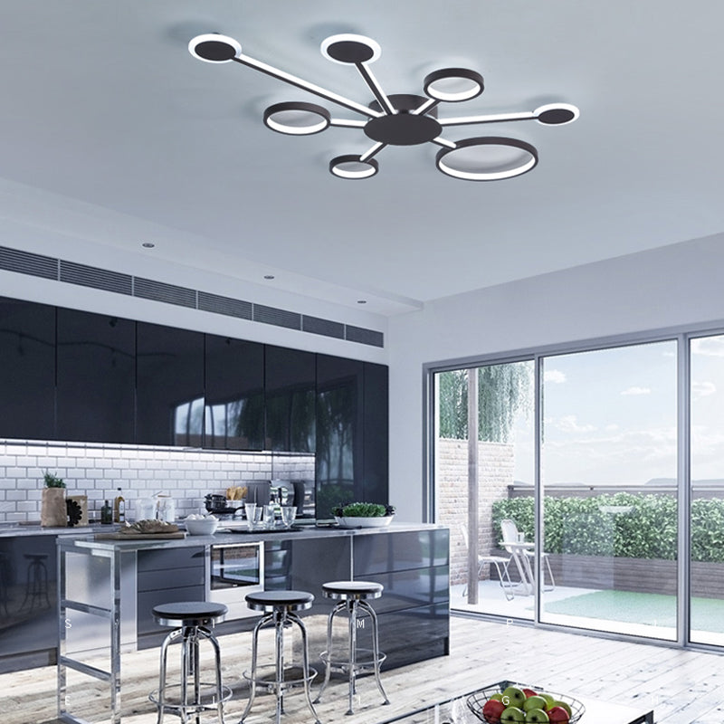 Modern Acrylic Sputnik Flush Mount Light - 4/5/6 Lights -White/Warm Led 7 / Coffee White