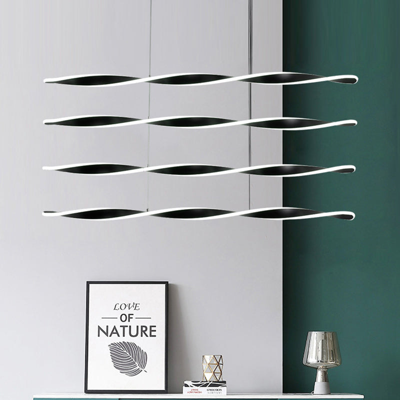 Modern Led Black Spiral Chandelier Pendant Light For Dining Room