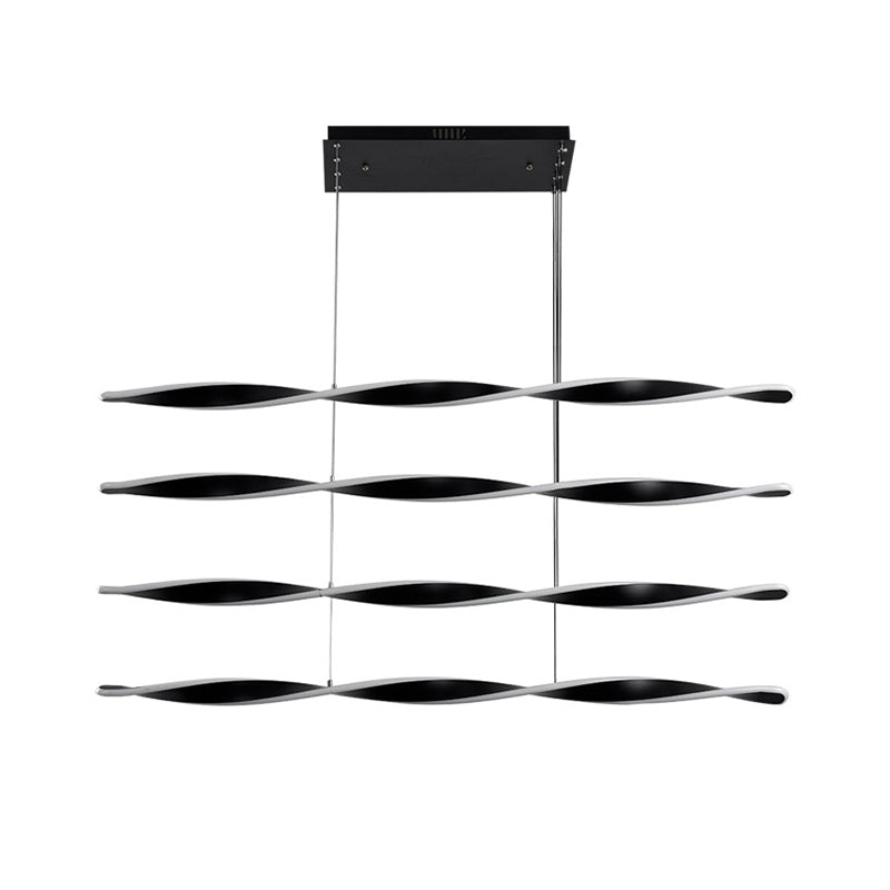 Modern Led Black Spiral Chandelier Pendant Light For Dining Room