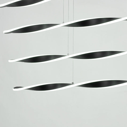 Modern Led Black Spiral Chandelier Pendant Light For Dining Room
