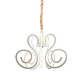 Contemporary White Led Chandelier Lamp - Curly Acrylic Design Ideal For Dining Room Ceiling Lighting
