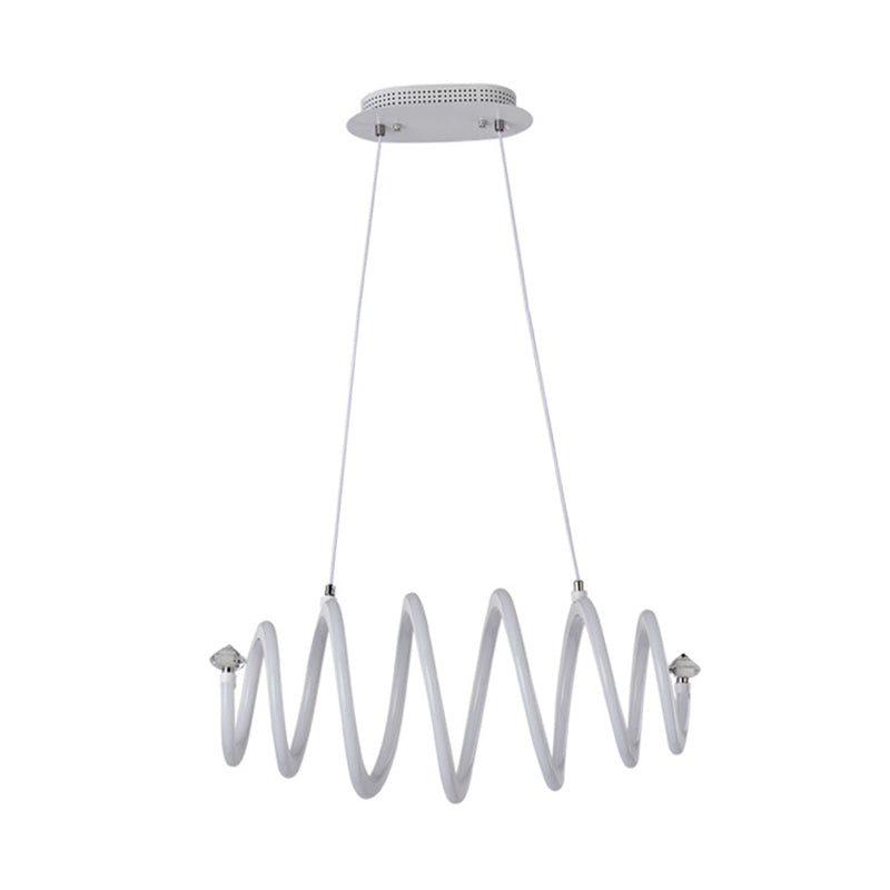Sleek White Led Spiral Chandelier: Acrylic Hanging Light For The Living Room