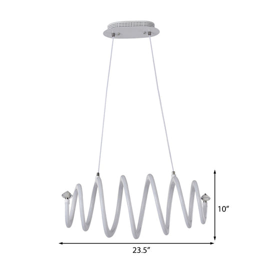 Simple Style Acrylic White Led Spiral Chandelier Lamp - Elegant Hanging Light For Living Room