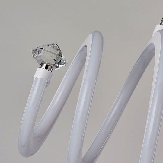 Sleek White Led Spiral Chandelier: Acrylic Hanging Light For The Living Room