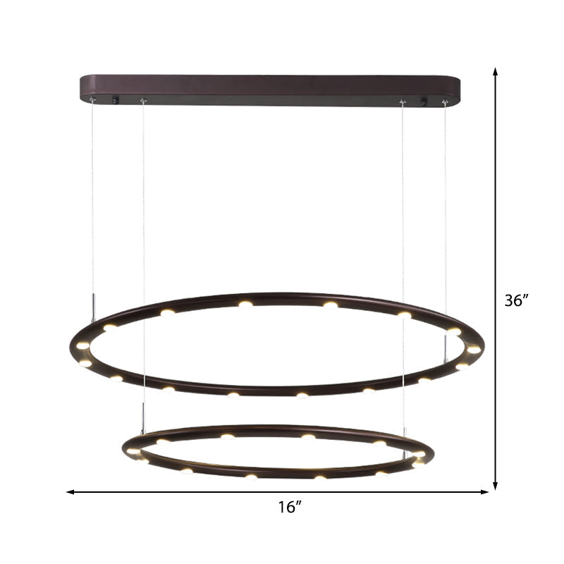 Modern Acrylic Led Ring Chandelier Light - 1/2 Tiers Black/White Warm/White For Bedroom