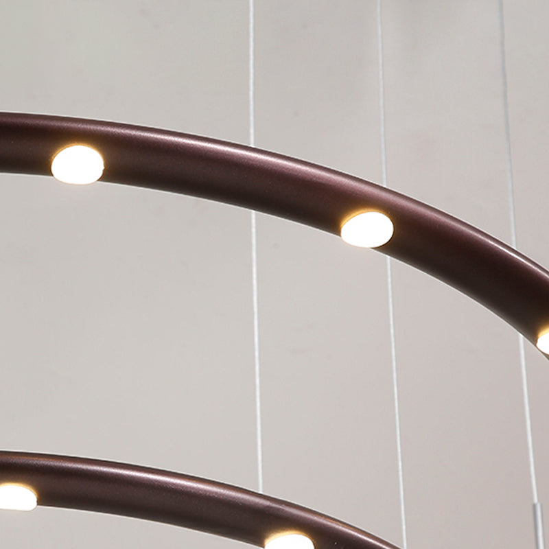 Modern Acrylic 1/2-Tier Led Ring Chandelier Light In Black/White For Bedroom: Warm/White Lighting