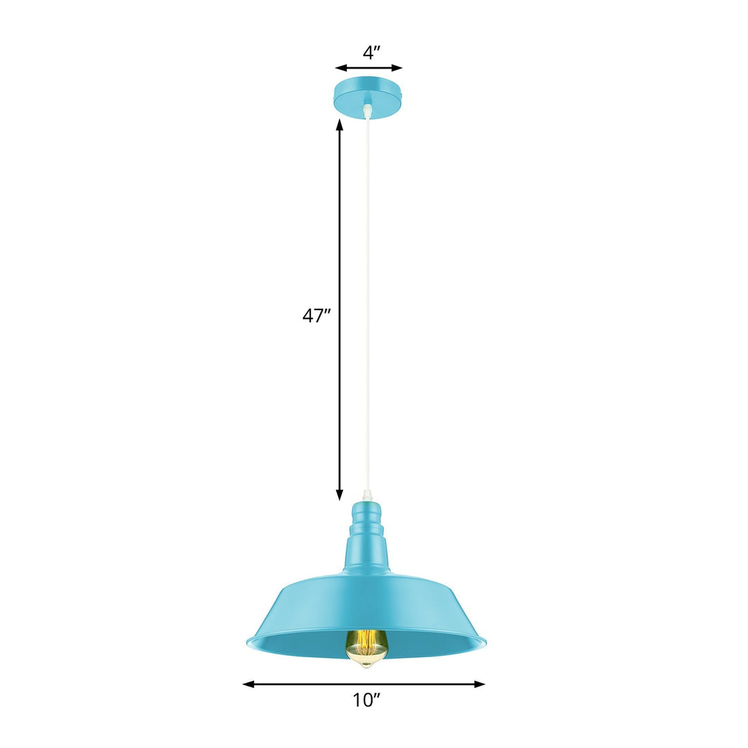 Barn Living Room Pendant Lighting - 10/14 Inch Wide Industrial Style Metal 1 Bulb Hanging Light