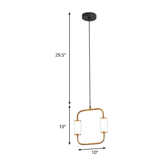 Led Hanging Pendant With White Glass Cylinder Shade And Brass Design – Simple Style