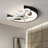 Modern Black Acrylic Clock Flush Ceiling Light With Moon & Star Led For Dining Room