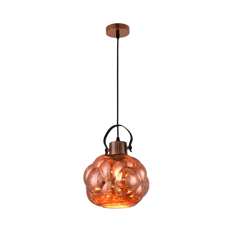 Hand Blown Glass Pendant Light - Modern Global Design 1 Chrome/Gold/Rose Gold Ideal For Dining Room
